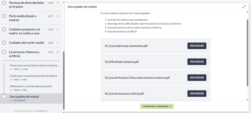 Preparación al parto presencial en Valencia Descargables en PDF del curso de preparación al parto online de Maternalmente Matronas: guías sobre lactancia materna y artificial