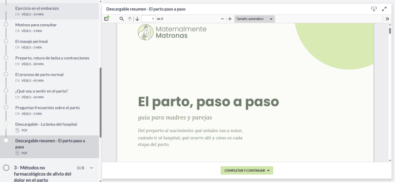 Preparación al parto en Valencia Descargable en PDF El parto, paso a paso, guía para madres y parejas, abierto dentro del curso online de preparación al parto de Maternalmente Matronas